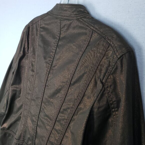 Coldwater Creek Metallic Bronze Jacket Blazer Snap Button Closure size 14P - Picture 9 of 16